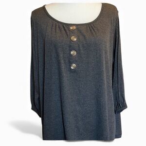 French Laundry. EC Ribbed gray 3/5 length sleeve  top size 2X